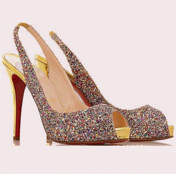 Christian Louboutin Shoes - CHRISTIAN LOUBOUTIN 
Glitter No Prive 120 Pumps size 38 UK 4” Heel MSRP $895